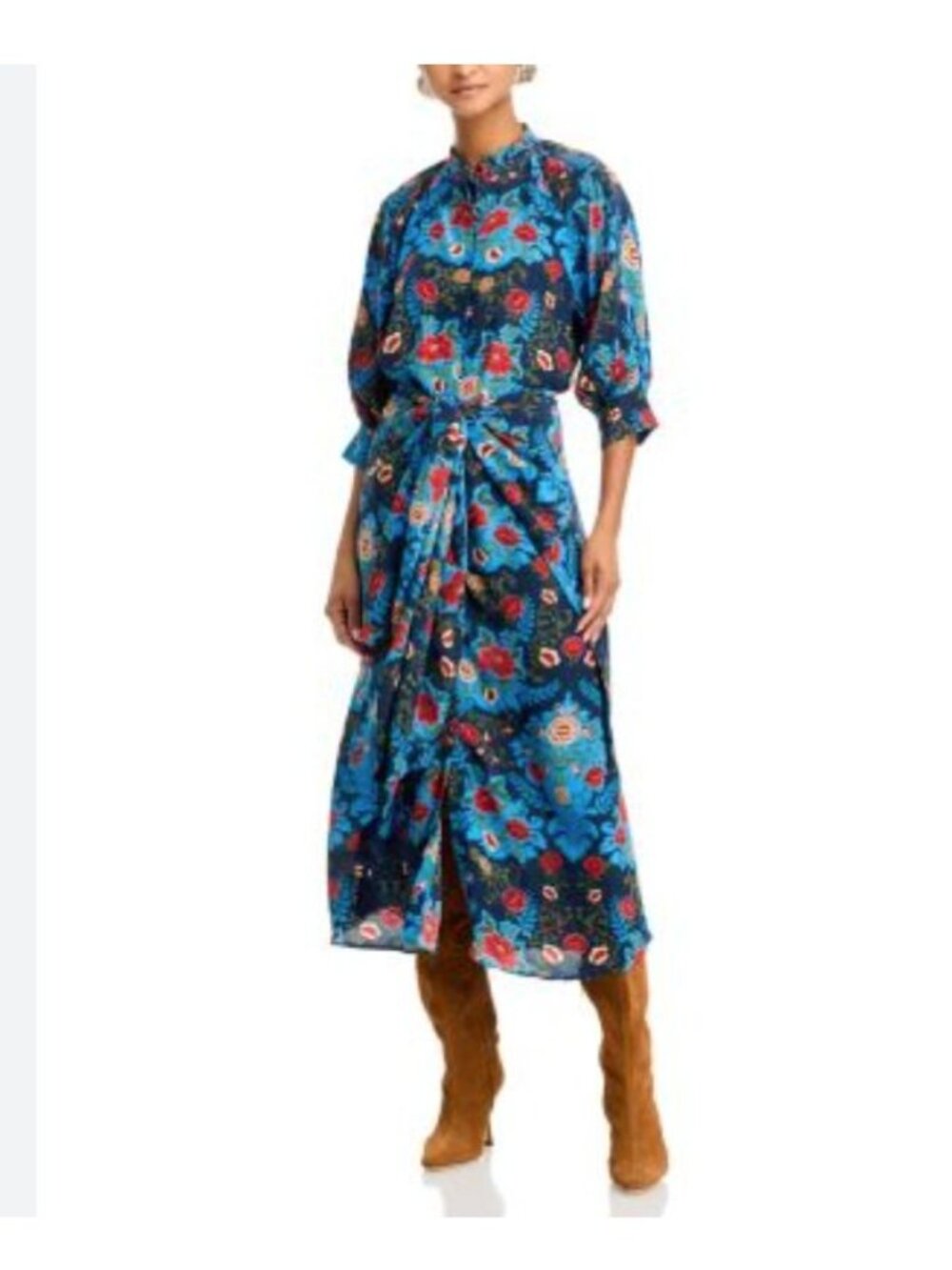 Farm rio arabesque floral tie front dress